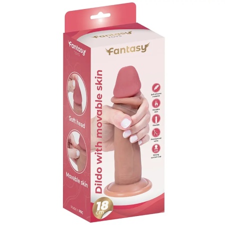 Silikonski dildo sa kozicom koja se pomera 18cm i lubrikant | KOMBINUJ I UŠTEDI 170