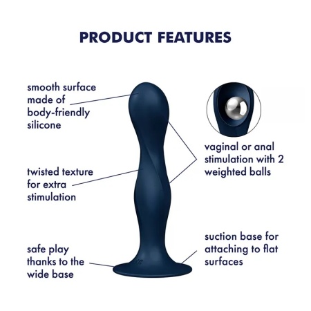 Silikonski dildo | SATISFYER Double Ball-R dark blue