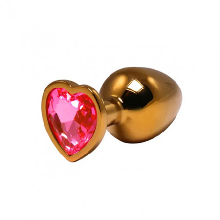 Srednji zlatni analni dildo srce sa rozim dijamantom | Size M