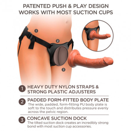 Strap on sa silikonskim dildom 18cm | King Elite Silicone Body Dock Kit