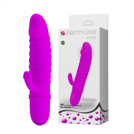 Ljubičasti silikonski vibrator sa dodatnom stimulacijom klitorisa | Arnd