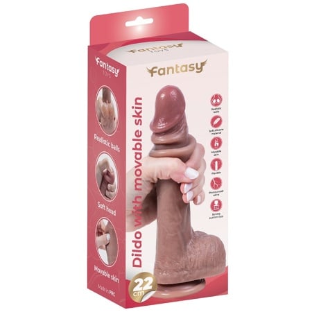 Silikonski dildo sa kožicom i realističnim testisima 22cm | Dildo with movable skin