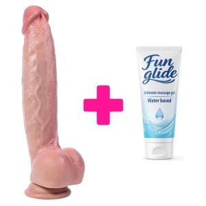 Savitljivi silikonski dildo Hyper Realistic Dildo 25cm i lubrikant | KOMBINUJ I UŠTEDI ku169