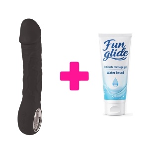 Silikonski vibrator Prometheus black i lubrikant | KOMBINUJ I UŠTEDI 120