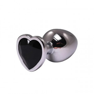 Srednji metalni analni dildo srce sa crnim dijamantom | Size M