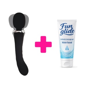 Dupli vibrator Pontus black i lubrikant | KOMBINUJ I UŠTEDI ku118