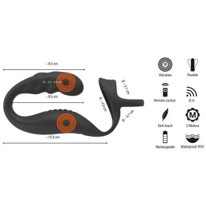 Masažer prostate | Cock Ring with RC Prostate Plug