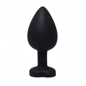 Srednji crni silikonski analni dildo srce sa dijamantom | Size M