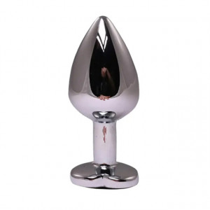 Srednji metalni analni dildo srce sa crnim dijamantom | Size M
