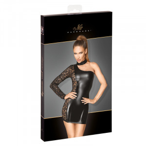 Asimetrična seksi haljina | Asymmetrical powerwetlook and lace dress