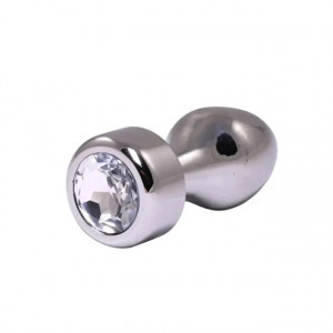 Metalni analni dildo sa belim dijamantom 8cm | Size S
