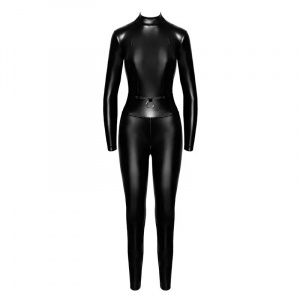Seksi kombinezon sa rajsferšlusima i prstenom | Caged wetlook catsuit with zippers and ring