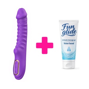 Rebrasti silikonski vibrator Enyalius Purple i lubrikant | KOMBINUJ I UŠTEDI 172