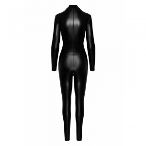 Seksi kombinezon sa rajsferšlusima i prstenom | Caged wetlook catsuit with zippers and ring
