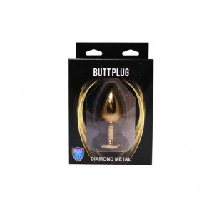 Srednji zlatni analni dildo sa crnim dijamantom | Size M