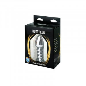 Metalni analni dildo sa crnim dijamantom 10cm | Size M
