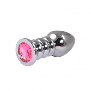 Metalni analni dildo sa rozim dijamantom 10cm | Size M