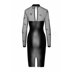 Seksi wetlook haljina | Wetlook and flocked mesh midi dress