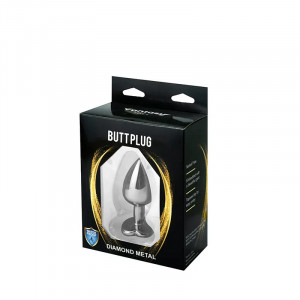 Srednji metalni analni dildo srce sa crnim dijamantom | Size M