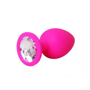 Srednji rozi silikonski analni dildo sa dijamantom | Size M