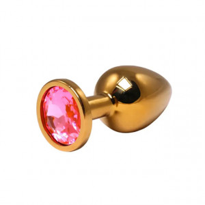 Srednji zlatni analni dildo sa rozim dijamantom | Size M