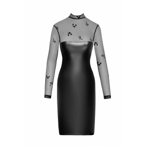 Seksi wetlook haljina | Wetlook and flocked mesh midi dress