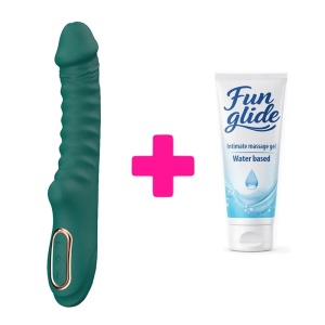 Rebrasti silikonski vibrator Enyalius Green i lubrikant | KOMBINUJ I UŠTEDI 173