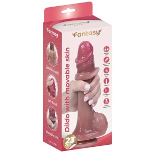 Silikonski dildo sa kožicom i realističnim testisima 23cm | Dildo with movable skin