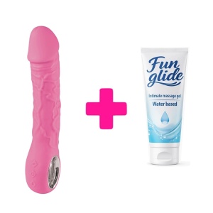 Silikonski vibrator Prometheus pink i lubrikant | KOMBINUJ I UŠTEDI 121