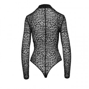 Leopard Bodi sa dvostranim rajsferšlusom | Leopard flock bodysuit with long sleeves
