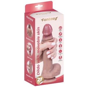 Silikonski dildo sa kožicom i realističnim testisima 21cm | Dildo with movable skin