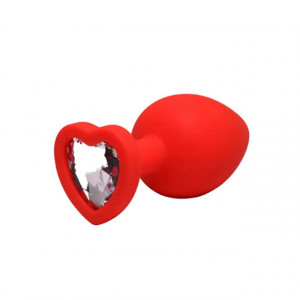 Mali crveni silikonski analni dildo srce sa dijamantom | Size S
