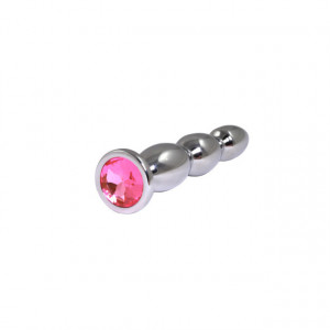 Metalni analni dildo sa rozim dijamantom 14cm | Size XL
