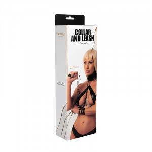 Crna ogrlica sa metalnim povodcem | Black Collar and Leash