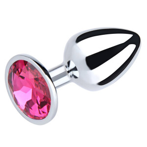 Mali metalni analni dildo sa rozim dijamantom | Size S