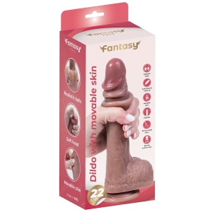 Silikonski dildo sa kožicom i realističnim testisima 22cm | Dildo with movable skin