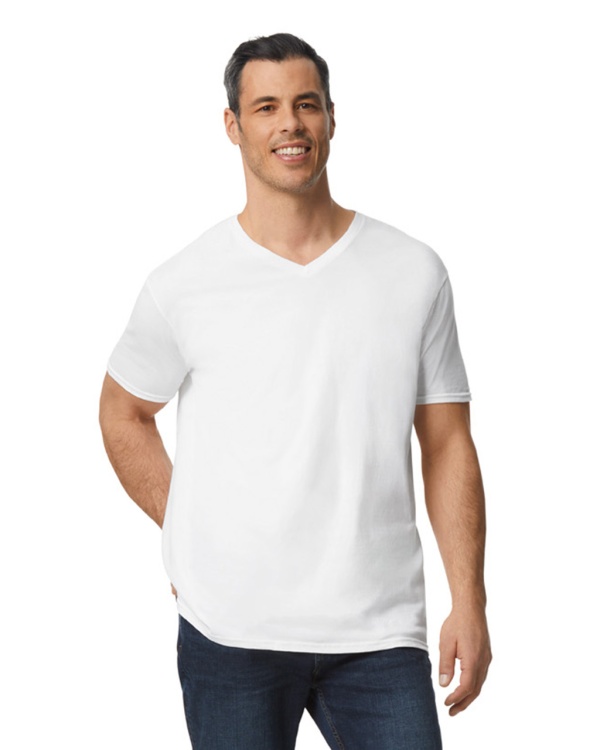 TRICOU alb GILDAN V-neck SoftStyle ®