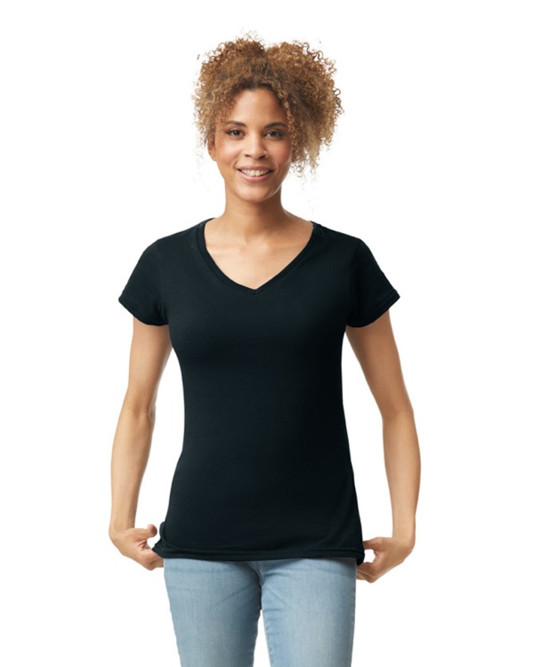 TRICOU colorat damă GILDAN V-neck SoftStyle ®