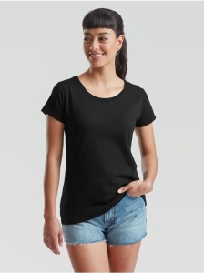 TRICOU damă negru FRUIT of the LOOM Valueweight bumbac