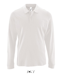 Tricou polo alb bumbac cu maneca lunga barbati / unisex Sols Perfect men