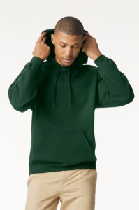 Hanorac unisex cu gluga si buzunar verde inchis forest Gildan Midweight
