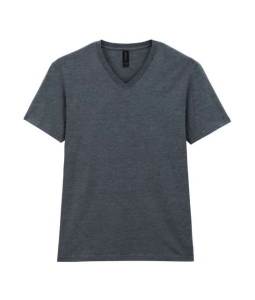 Tricou bumbac barbati v-neck gri dark heather Gildan softstyle 64V00