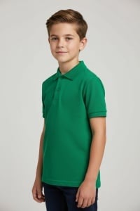 Tricou bumbac POLO copii unisex Keya verde