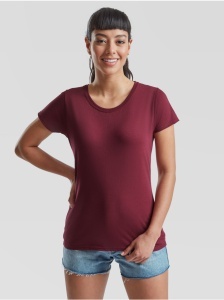 Tricou la baza gatului bumbac pentru femei visiniu Fruit of the Loom Value Weight