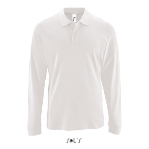 Tricou bumbac polo cu maneca lunga barbati alb