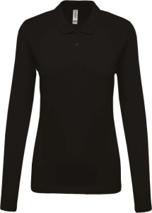 Tricou bumbac dama polo cu maneca lunga Kariban negru  - ADOR.ro
