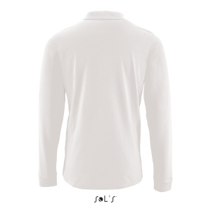 Tricou cu nasturi, bumbac, cu maneca lunga barbati alb
