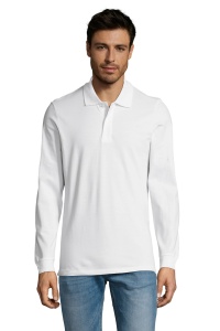 TRICOU POLO mânecă lungă SOLS Perfect Men ALB