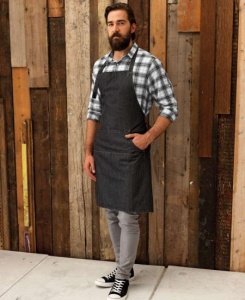 Sort cu pieptar din blug Denim negru pentru restaurant / cafenea