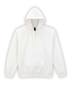 Hanorac unisex cu gluga si buzunar alb Gildan Midweight